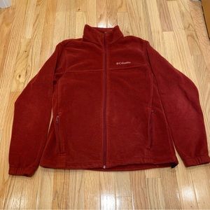 Red Columbia Fleece Long-sleeve Double Pockets Size Medium